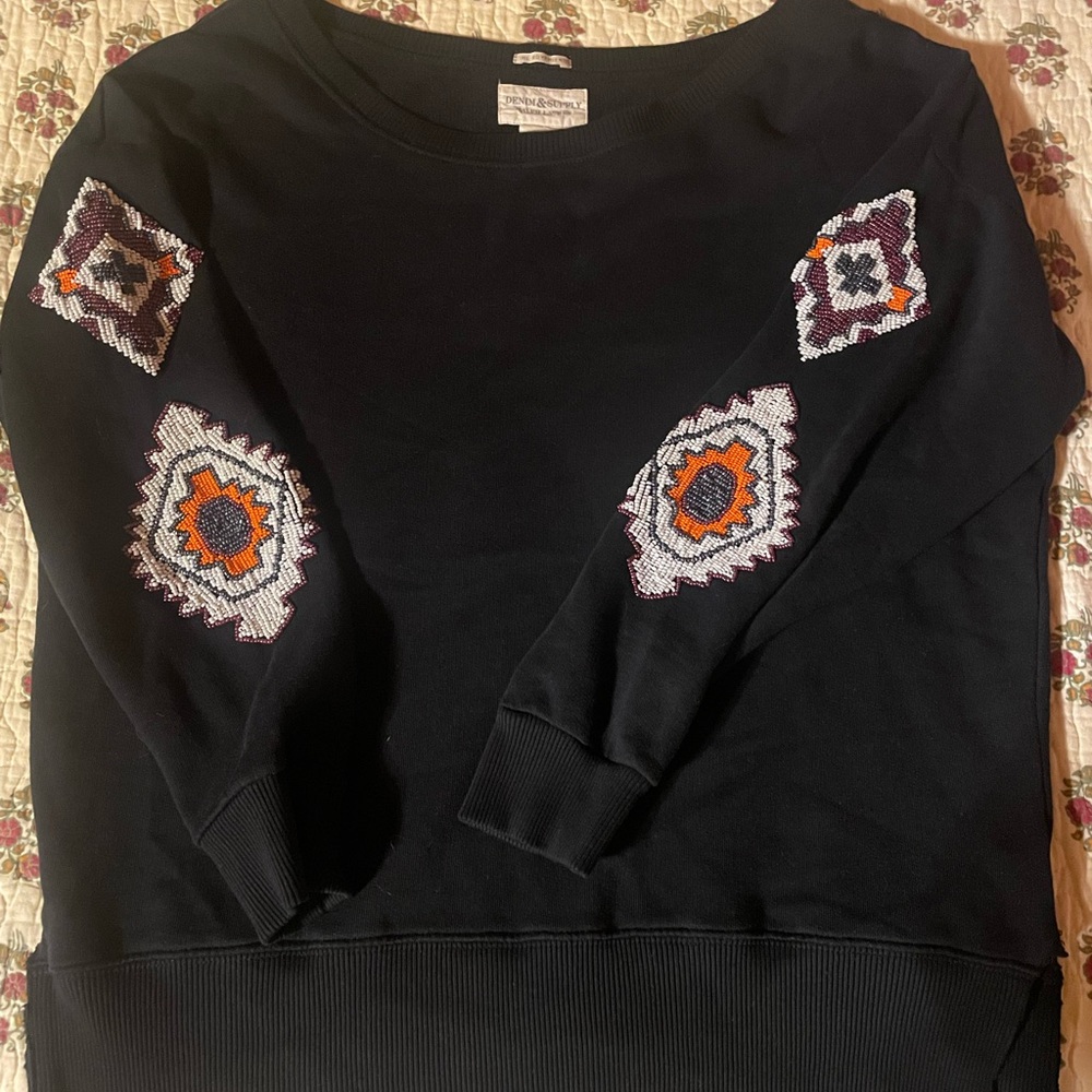 Ralph Lauren Denim and Supply Black Sweatshirt w/ bead please read description